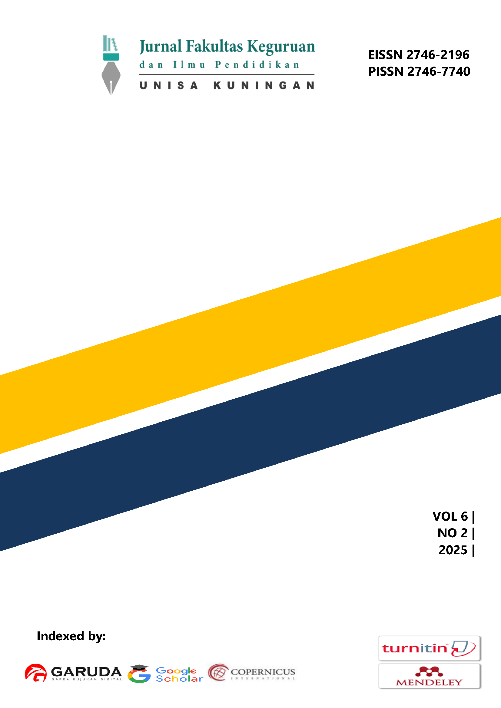 					View Vol. 6 No. 2 (2025): Jurnal Fakultas Keguruan dan Ilmu Pendidikan UNISA Kuningan
				